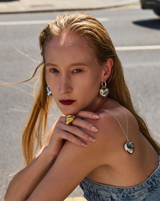 Mono Heart Hoop Earrings